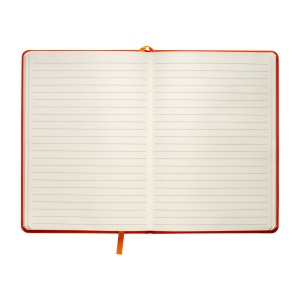 ON™ PU notebook with coloured elastic, ruled sheets (80 pages), ivory colour, satin bookmark