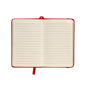 ON™ PU notebook with coloured elastic, ruled sheets (80 pages), satin bookmark