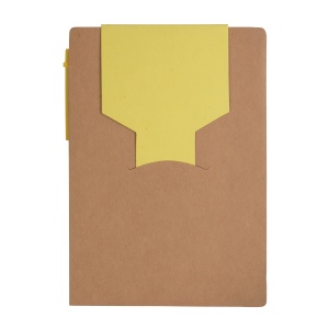 ON™ Recycled-paper notepad with cardboard pen and sticky notes