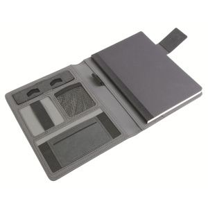 ON™ Melange fabric notebook and tech organiser with ruled notebook included (A5)