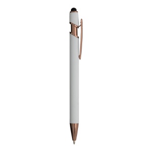 ON™ Rubberized aluminium snap pen with touch screen eraser and metal clip