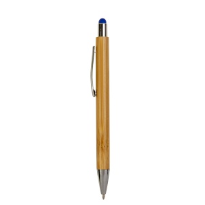 ON™ Bamboo barrel push ball pen with colored touch point and chrome tip