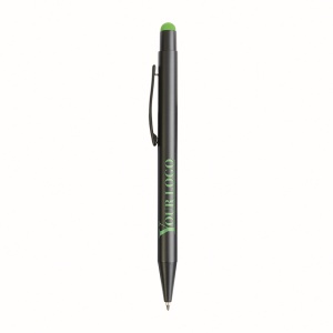 ON™ Aluminum push button ball pen with colored touch screen and laser engraved logo