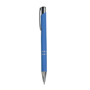 ON™ Aluminium snap pen with rubberised grip with 2 chrome trim rings