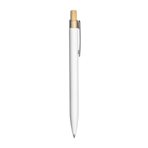 ON™ Rubberized recycled aluminum snap pen. Burnished details , bamboo button