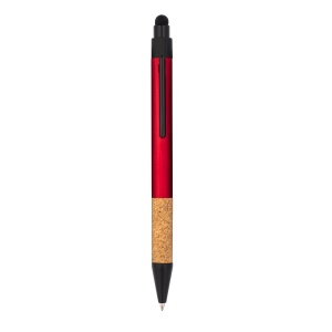 ON™ Recycled aluminium snap pen with cork grip and touchscreen