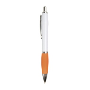 ON™ ABS plastic snap pen with white barrel, Italian flag-coloured grip and metal clip