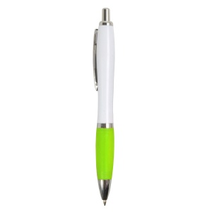ON™ ABS plastic snap pen with white barrel, Italian flag-coloured grip and metal clip