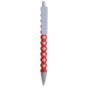 ON™ Plastic snap pen with white barrel, clip and button