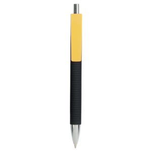 ON™ Plastic snap pen with tyre-effect rubberised black barrel and wide coloured clip
