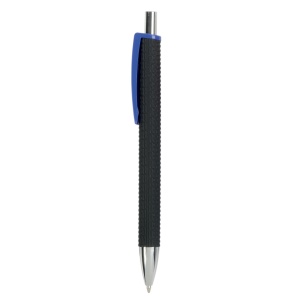 ON™ Plastic snap pen with tyre-effect rubberised black barrel and wide coloured clip