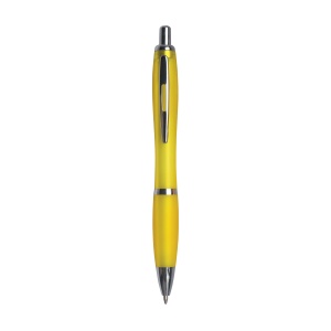 ON™ Plastic snap pen with coloured barrel, matching rubberised grip and metal clip