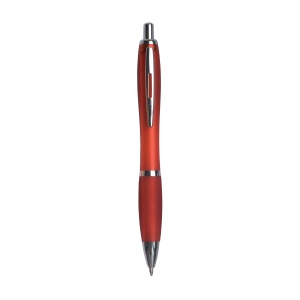 ON™ Plastic snap pen with coloured barrel, matching rubberised grip and metal clip