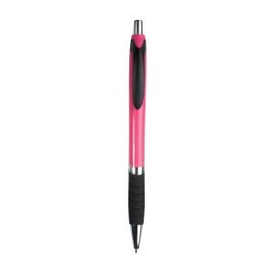 ON™ Plastic snap pen with coloured barrel, rubberised grip and chromed details