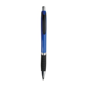 ON™ Plastic snap pen with coloured barrel, rubberised grip and chromed details