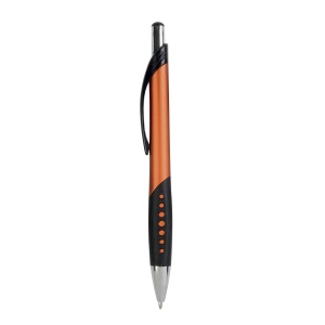 ON™ Plastic snap pen with metallic barrel and rubberised black grip to match the clip