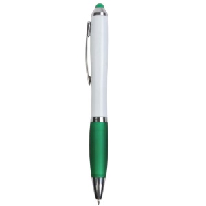 ON™ Plastic twist pen with white barrel, rubberised coloured grip