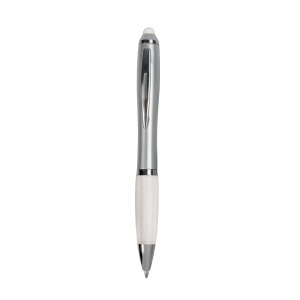 ON™ Plastic twist pen with silver barrel, rubberised coloured grip