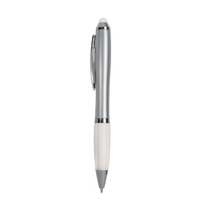 ON™ Plastic twist pen with silver barrel, rubberised coloured grip