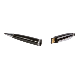 ON™ Plastic black ballpoint pen with 4 GB pen drive and touchscreen tip. Upload on request