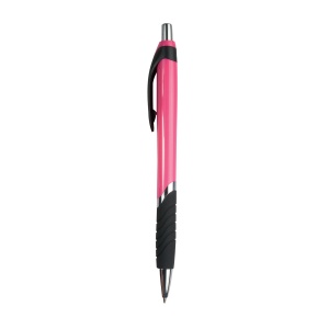 ON™ Plastic snap pen with coloured barrel, rubberised grip and chromed details