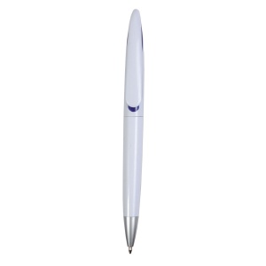 ON™ Plastic snap pen with white barrel and curved clip with coloured inside, jumbo refill