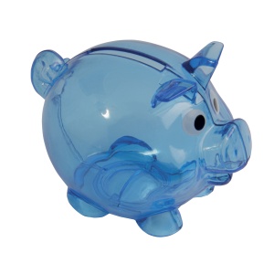 ON™ Plastic mini piggy coin bank refillable with cap