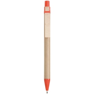 ON™ Recycled paper snap pen, coloured PP and wheat straw details, wooden clip