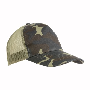 ON™ Camouflage, cotton/polyester 5-panel cap with mesh crown and plastic clip closure