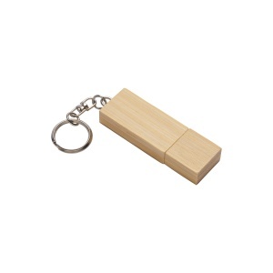 ON 4 GB wooden pen drive with metal key ring. Upload on request with delivery in 2 weeks