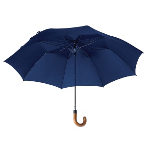 ON Automatic umbrella with curved wood handle and matching pouch