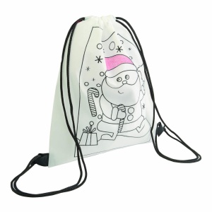 ON Non-woven mini drawstring bag with 5 wax (Christmas print)