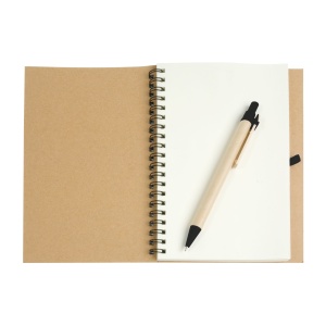 ON Notebook din hârtie reciclată, cu inele, foi albe (70 de pagini) și pix din cartON - Img 10