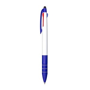 ON Plastic snap pen with 3 refills in blue, black and red, and touchscreen rubber tip - Img 12