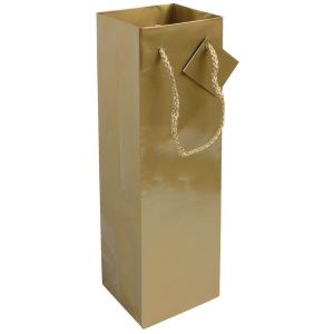 ON Sacoșă de cumpărături din hârtie laminată, 157 g/m2, pentru sticle, cu clin și întăritură la bază, cu șnur