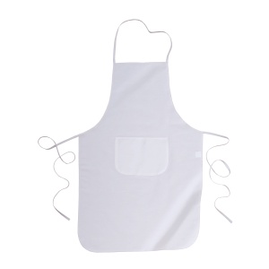 ON Șorț de gătit lung, alb, din 100% bumbac/twill de bumbac (180 g/m2), cu buzunar frONtal, 60 x 92 cm