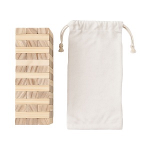 ON Wooden tumble tower, 54 blocks, with cotton pouch