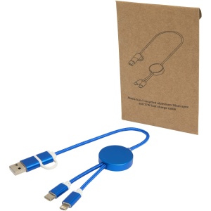 PF™ Alasia 5-in-1 recycled aluminium and plastic 30 cm data sync and 27W fast charge cable