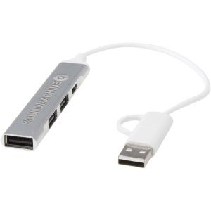 PF™ Alkaid hub 4 porturi din aluminiu reciclat cu USB-A și Type-C și intrare dublă - Img 2
