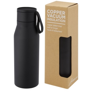 PF™ Ljungan 500 ml copper vacuum insulated stainless steel bottle with PU leather strap and lid