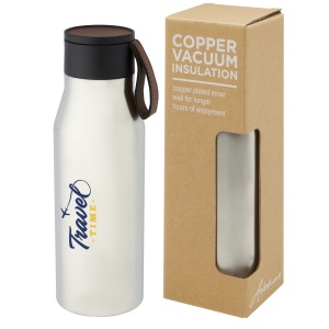 PF™ Ljungan 500 ml copper vacuum insulated stainless steel bottle with PU leather strap and lid - Img 7