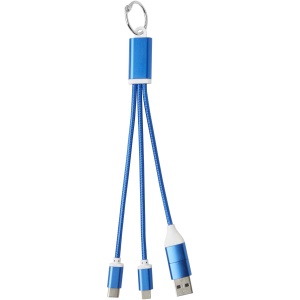 PF™ Metal 4-in-1 recycled aluminium charging cable with keychain