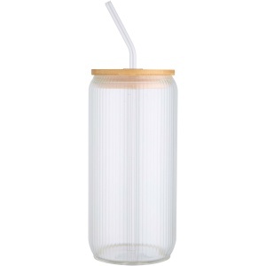PF Mirage 500 ml single-walled borosilicate glass jar with bamboo lid
