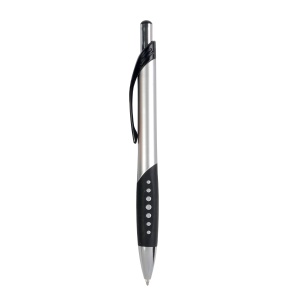 Plastic snap pen with metallic barrel and rubberised black grip to match the clip - Img 4