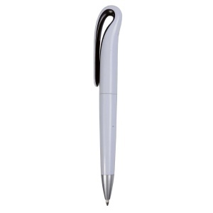 Plastic snap pen with white barrel and curved clip with coloured inside, jumbo refill - Img 12