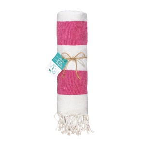 Recycled cotton fringed beach towel, size 90x170 cm - Img 7