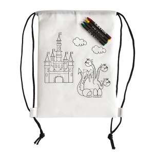 Royal WHITE LINE BACK backpack with wax crayons