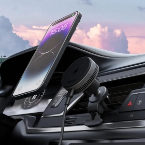Suport telefon mobil pentru mașină, încărcător wireless 15W Aukey - Img 2