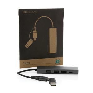 XD Hub Terra RCS din aluminiu reciclat cu 3 porturi USB - Img 4