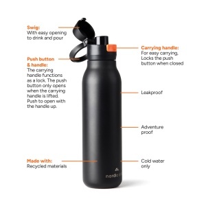 XD Sticlă de apă Nordic Drift Trail RCS cu perete simplu, 750 ml